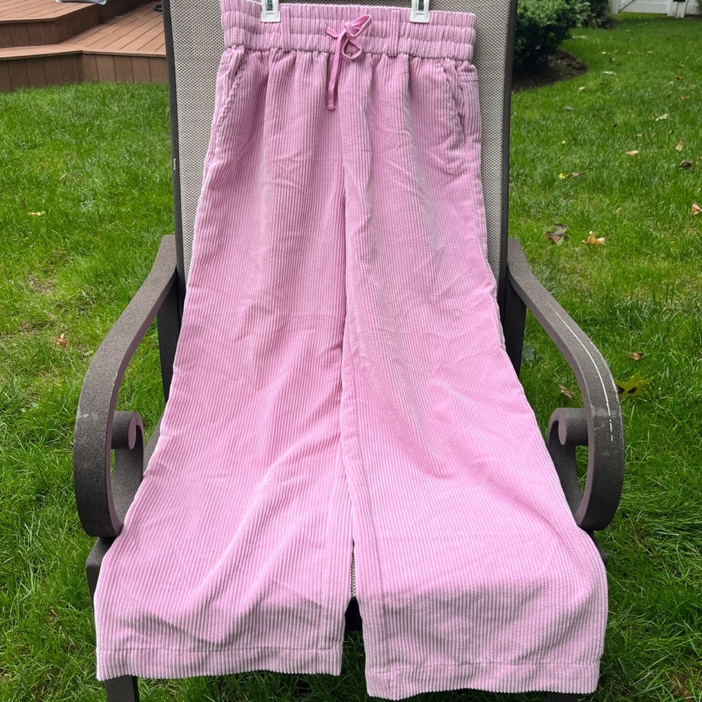 UO Pink drawstring corduroy pants